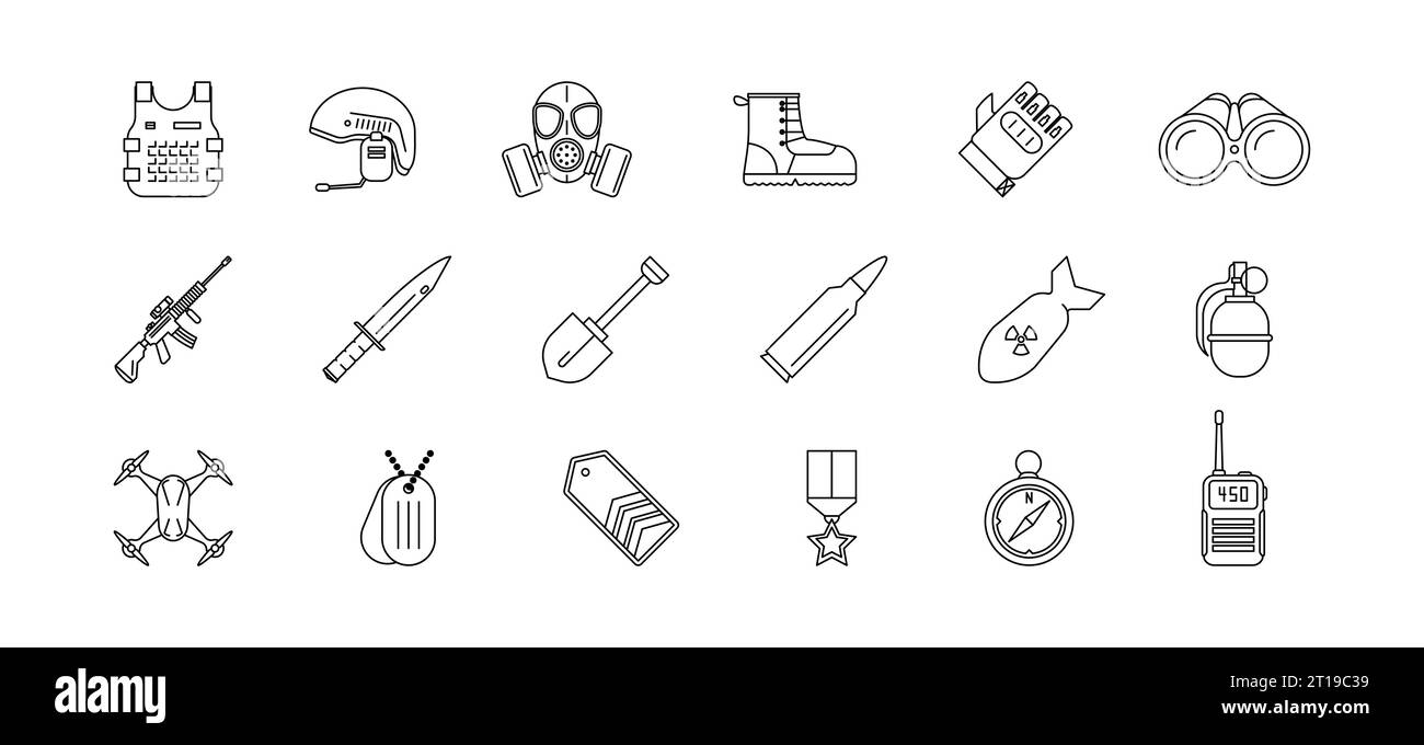 Einfache Symbole für Militär und Armee. KriegsSymbol, Munition