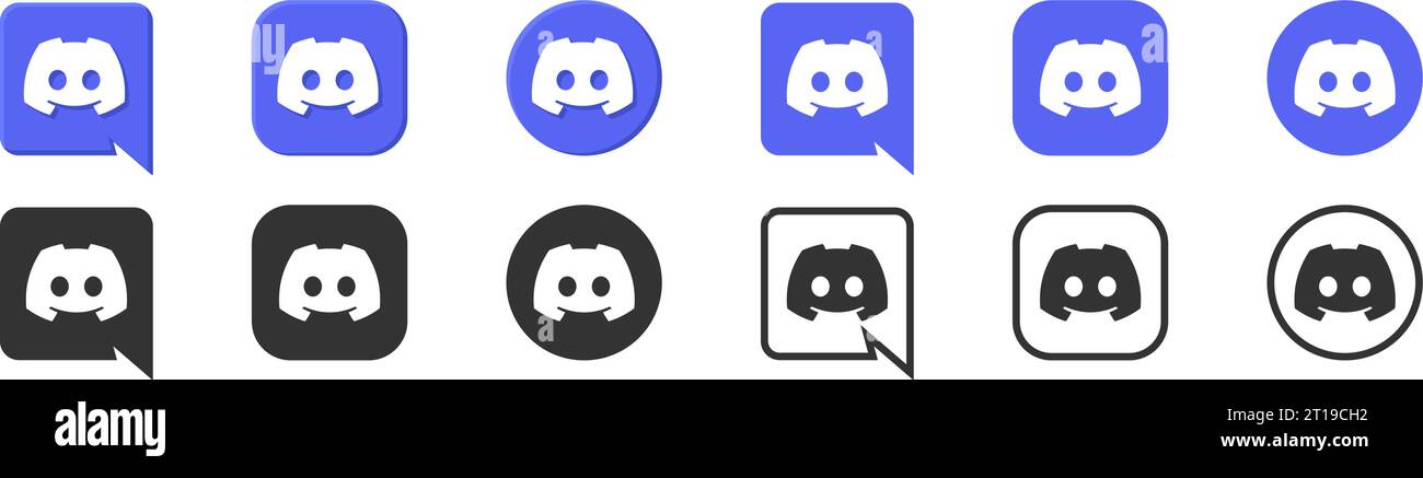 Discord-Logotypsatz. Logo der Social-Media-App. Isoliertes Vektor-Symbol für Editorial. Rivne, Ukraine - 4. Mai 2023 Stock Vektor