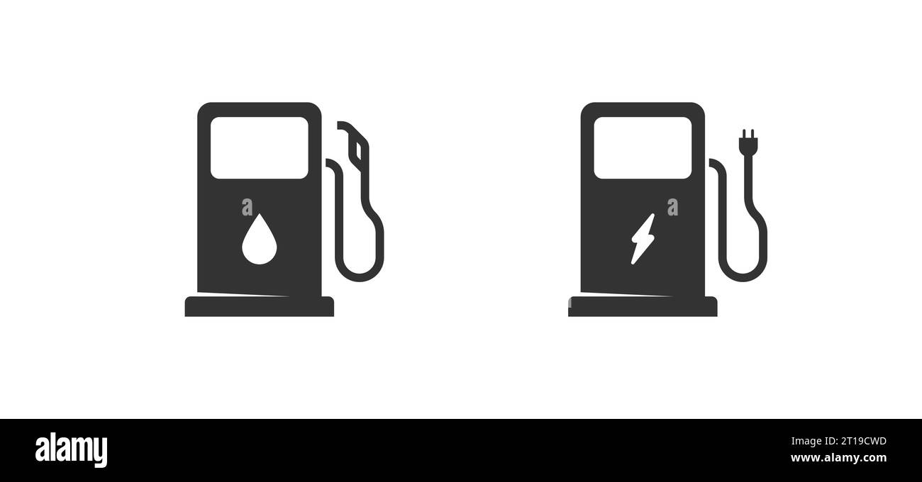 Symbol für Tankstelle und Auto-Aufladung. Kraftstoff, ECO Power Sing-Symbol. Isolierte Vektordarstellung Stock Vektor