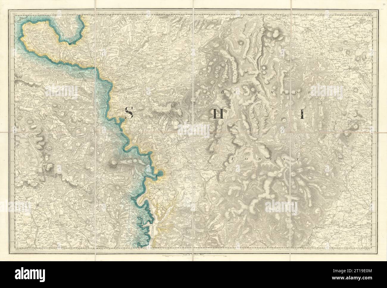 OS #25 Dartmoor & Bodmin Moor. Tavistock Launceston Devon Cornwall 1809 Karte Stockfoto