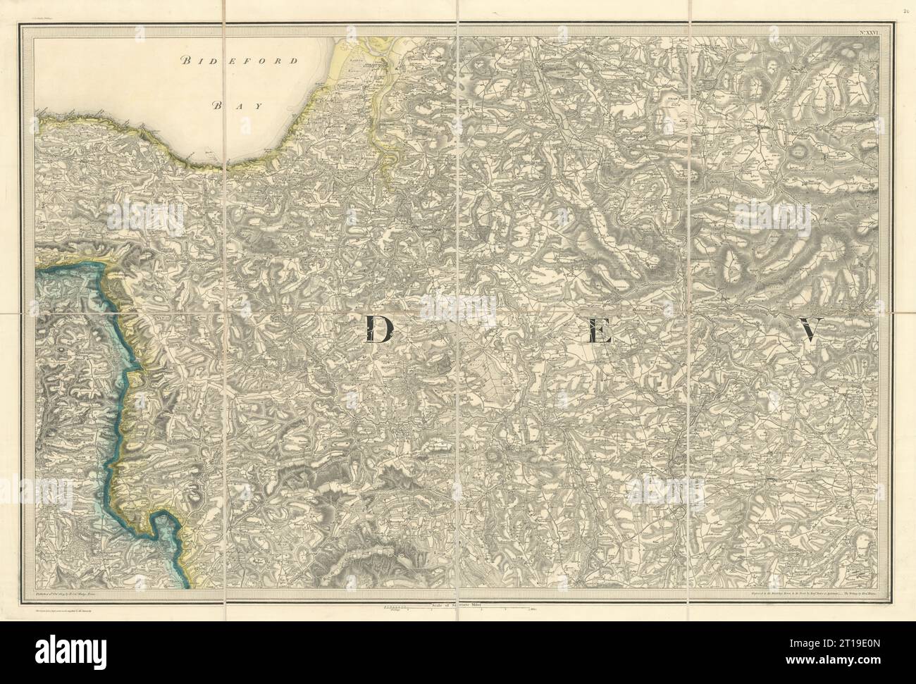 OS #26 Bideford Bay & The Culm. Torrington Hartland Stratton Devon 1809 Karte Stockfoto