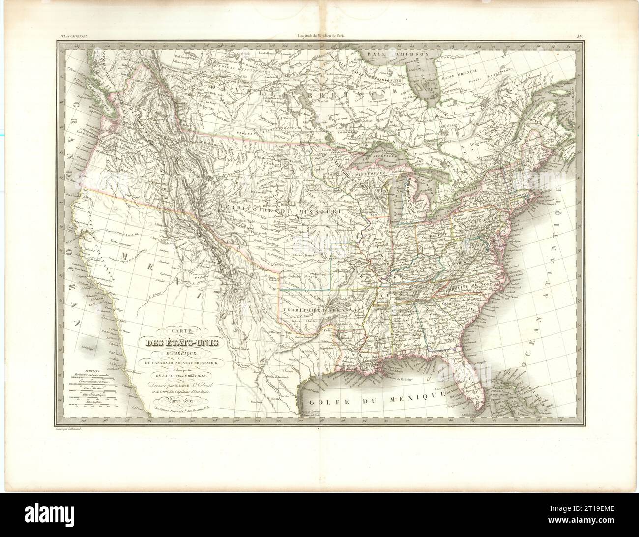 Carte des Etats-Unis d'Amerique, du Canada… USA. LAPIE 1832 MAP Stockfoto