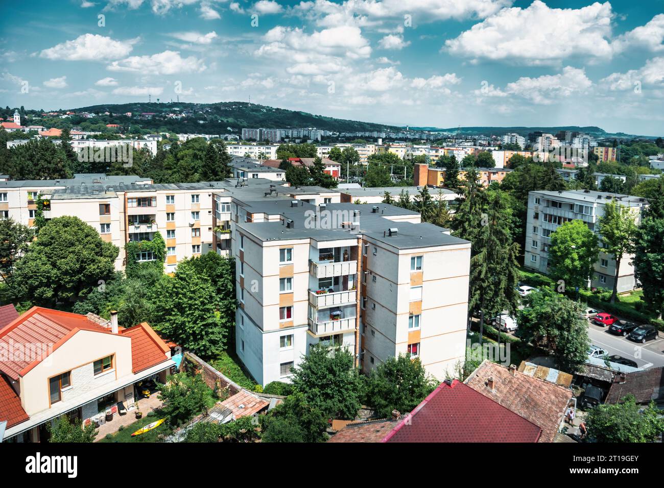 Wohnviertel in Targu Mures, Siebenbürgen, Rumänien. Stockfoto