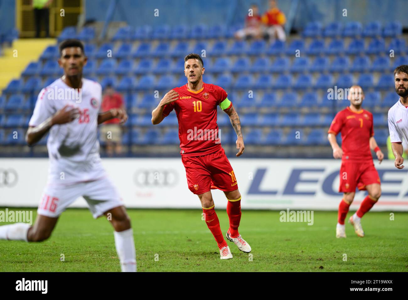 Podgorica, Montenegro, 12.10.23., Oktober 2023, Stevan Jovetic beim Fußball-Freundschaftsspiel zwischen Montenegro und Libanon, Credit: Stefan Ivanovic/Alamy Live News Stockfoto