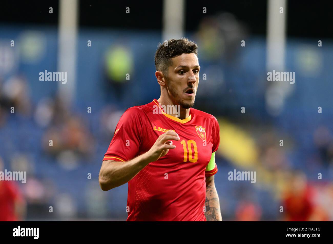 Podgorica, Montenegro, 12.10.23., Oktober 2023, Stevan Jovetic beim Fußball-Freundschaftsspiel zwischen Montenegro und Libanon, Credit: Stefan Ivanovic/Alamy Live News Stockfoto