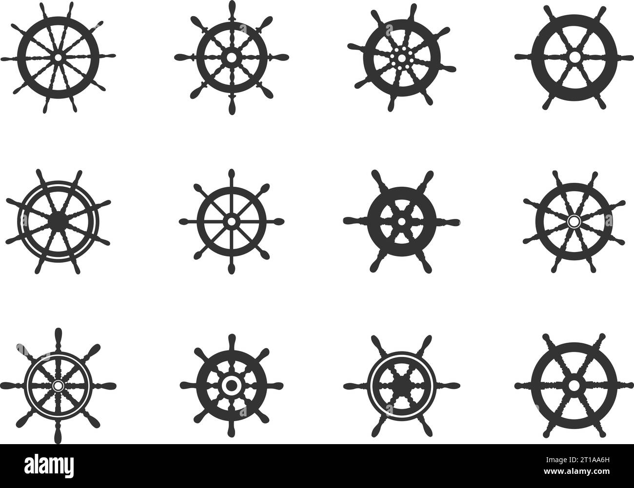 Ship Wheel Silhouetten, Ship Wheels Vektor, Ship Wheels Symbol Set, Ship Wheels Silhouette, Ship Wheels svg Stock Vektor