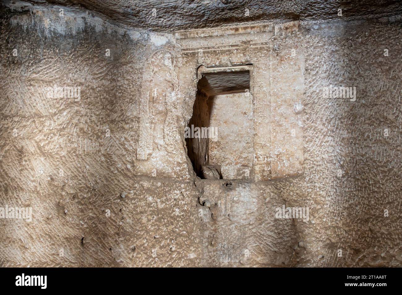 Die in Felsen gehauene Kapelle der Königin Hatschepsut „Speos Artemidos“, bekannt als Stabl Antar, Mittelägypten Stockfoto