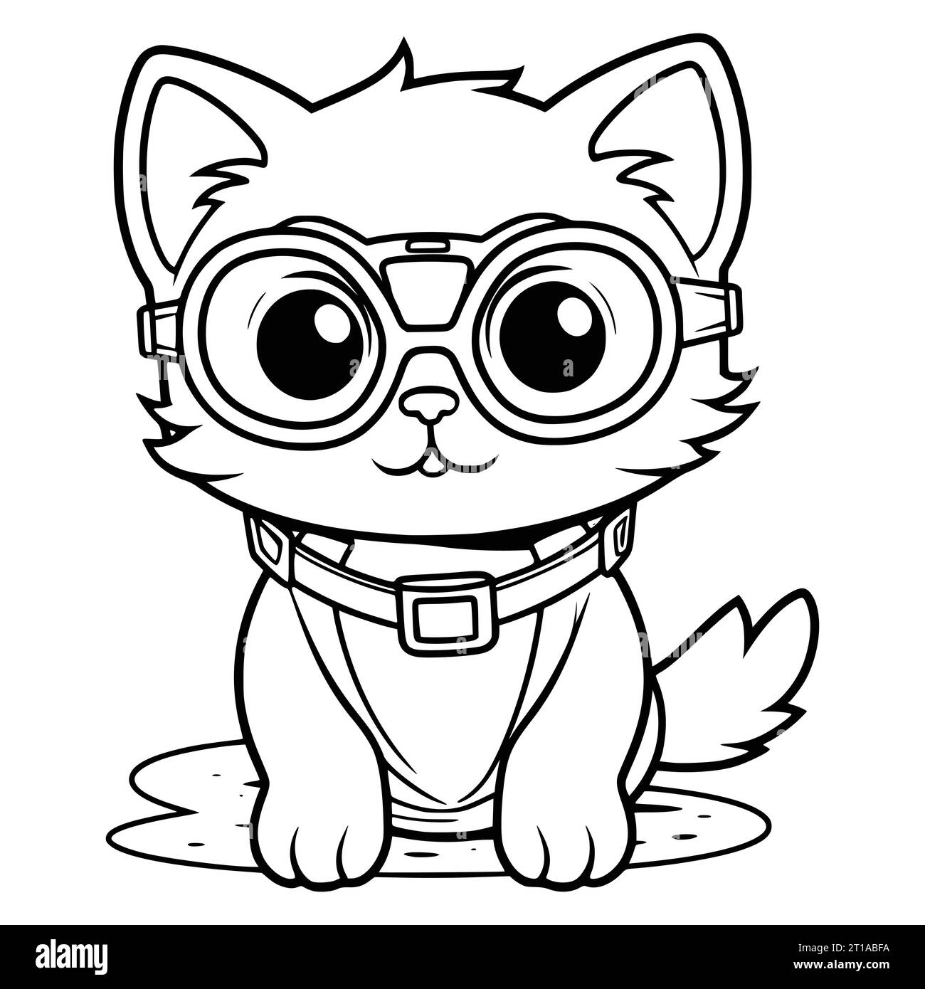 Malseiten Für Katzen Mit Taucherbrille Stock Vektor