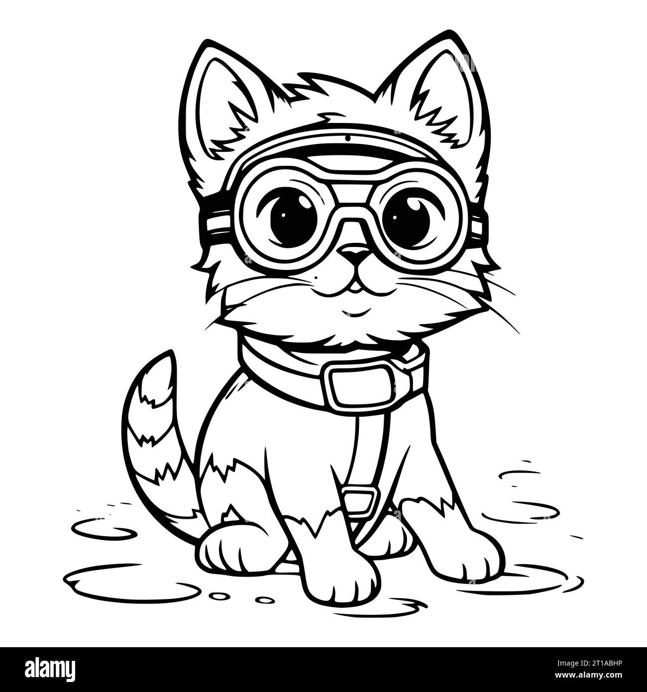Malseiten Für Katzen Mit Taucherbrille Stock Vektor