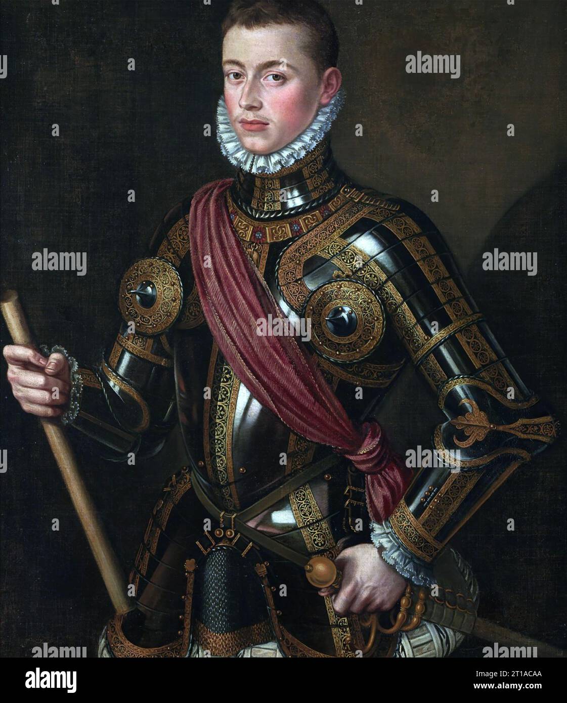 JOHANN VON ÖSTERREICH (1547–1578) uneheliche Sohn Karls V., Kaiser des Heiligen Römischen Kaisers. Admiral der Heiligen Liga in der Schlacht von Lepanto. Von Alonso Coello (1567) Stockfoto JOHANN VON ÖSTERREICH (1547–1578) uneheliche Sohn Karls V., Kaiser des Heiligen Römischen Kaisers. Admiral der Heiligen Liga in der Schlacht von Lepanto. Von Alonso Coello (1567) Stockfoto