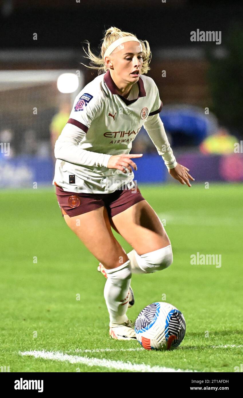 Walton Hall Park, Liverpool, Merseyside, England. Oktober 2023. Chloe Kelly #9 von Manchester City Women treibt den Ball in die Box, während Everton Women V Manchester City Women in der FA Women's Continental Tyres League Cup Gruppe B. (Credit Image: ©Cody Froggatt/Alamy Live News) Stockfoto