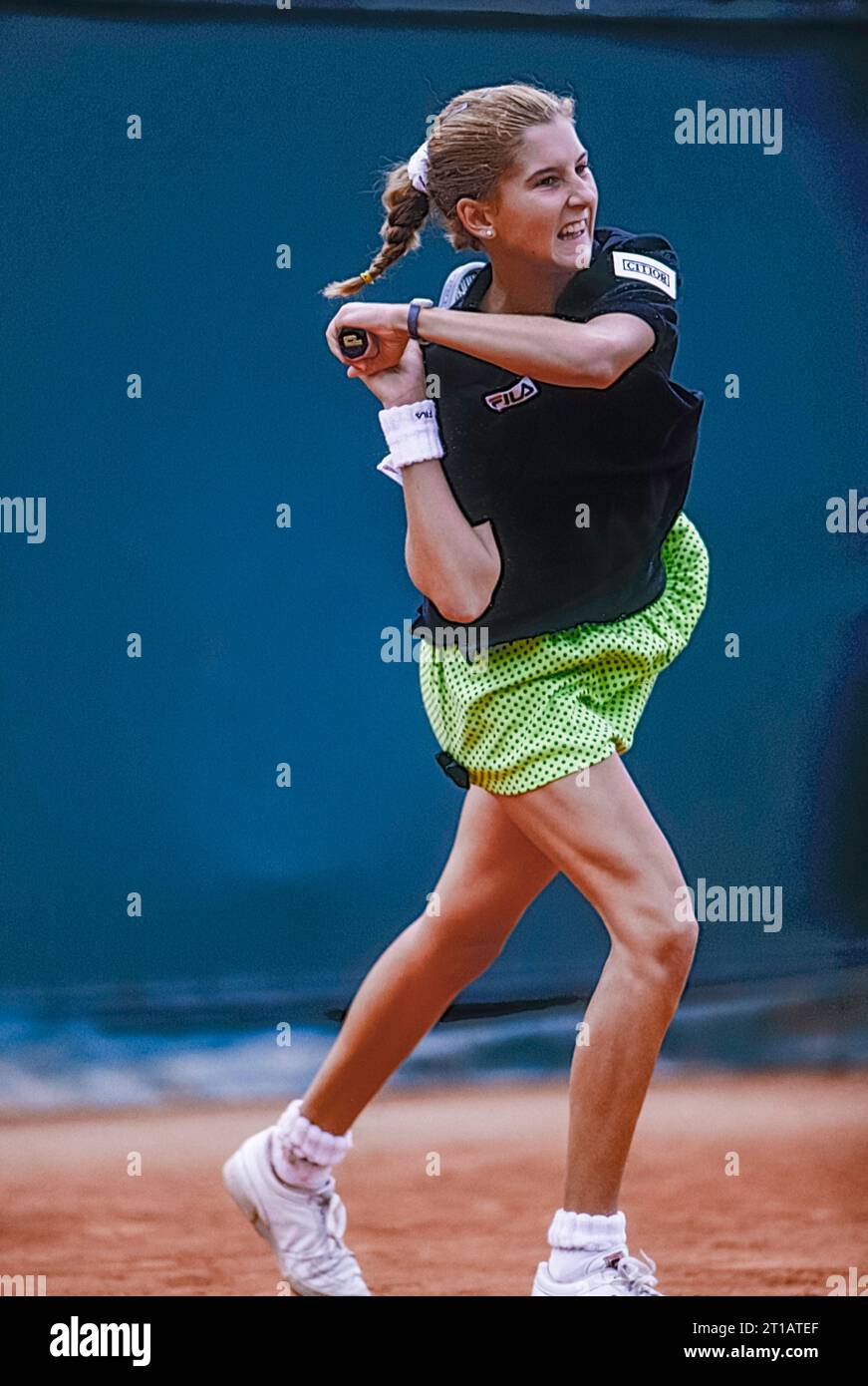 Monica Seles (YUG) bei den French Open Tennis 1989. Stockfoto
