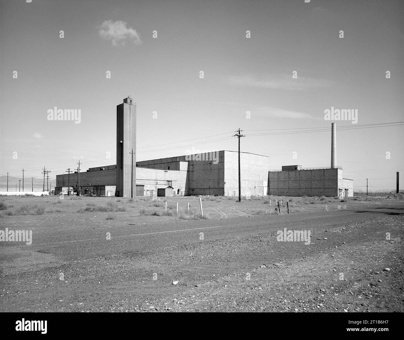 D-Reaktorkomplex, Area 100-D, errichtet während des Manhattan-Projekts und des Zweiten Weltkriegs, Richland, Benton County, Washington, USA Historischer Amerikanischer Ingenieurrekord Stockfoto