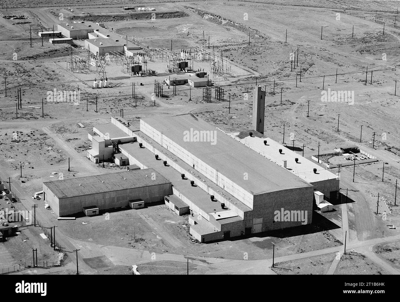 D-Reaktorkomplex, Area 100-D, errichtet während des Manhattan-Projekts und des Zweiten Weltkriegs, Richland, Benton County, Washington, USA Historischer Amerikanischer Ingenieurrekord Stockfoto