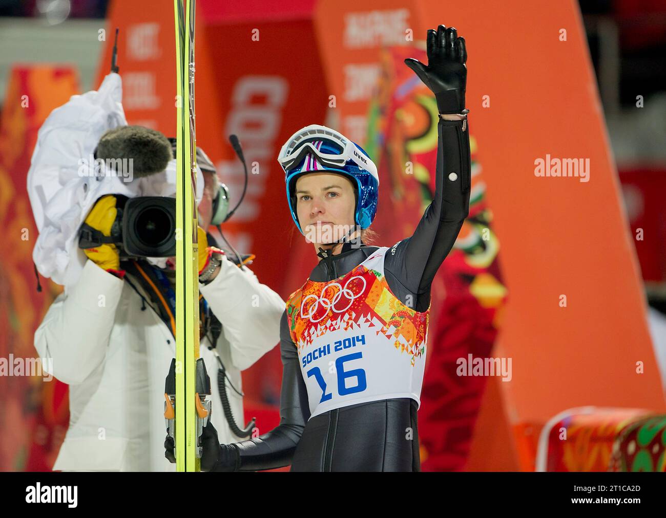 Ulrike GRAESSLER, GER, Russki Jumping Center XXII. Olympische Winterspiele Sotschi, Russland am 11.02.2014 Stockfoto