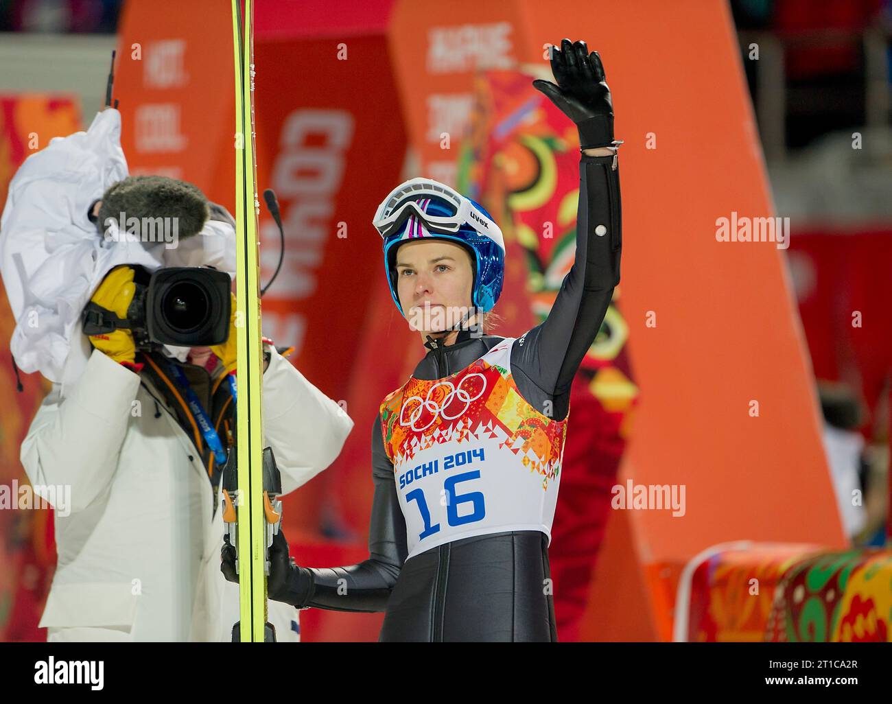 Ulrike GRAESSLER, GER, Russki Jumping Center XXII. Olympische Winterspiele Sotschi, Russland am 11.02.2014 Stockfoto