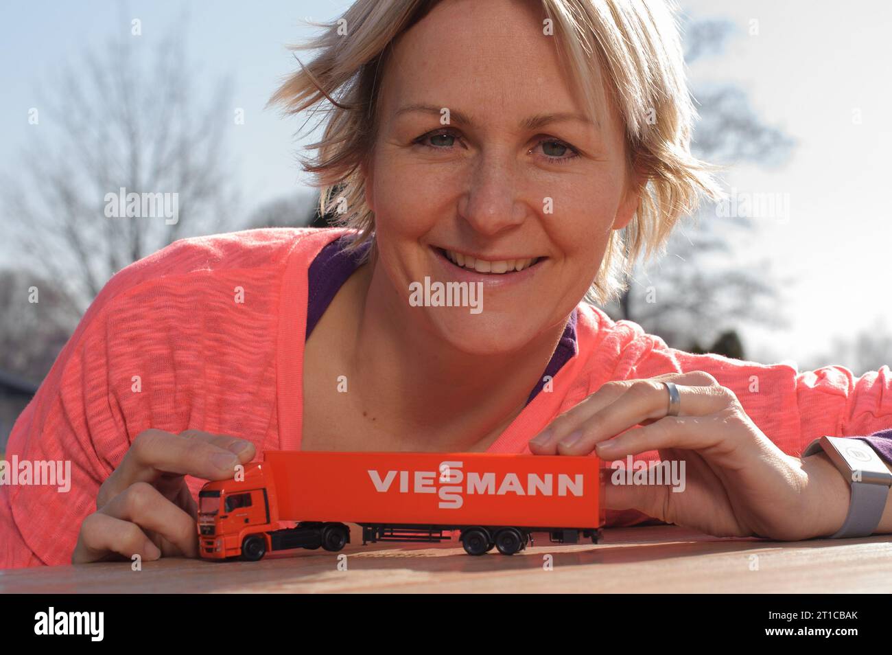 Martina Beck ( geb. Glagow) bei Privataufnahmen Viessmann Selection Katalog in Felden, Deutschland am 13.03.2014 Stockfoto