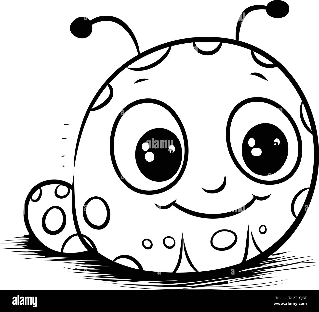 Schwarz-weiß-Zeichentrick-Illustration des niedlichen Alien-Charakters für Malbuch Stock Vektor