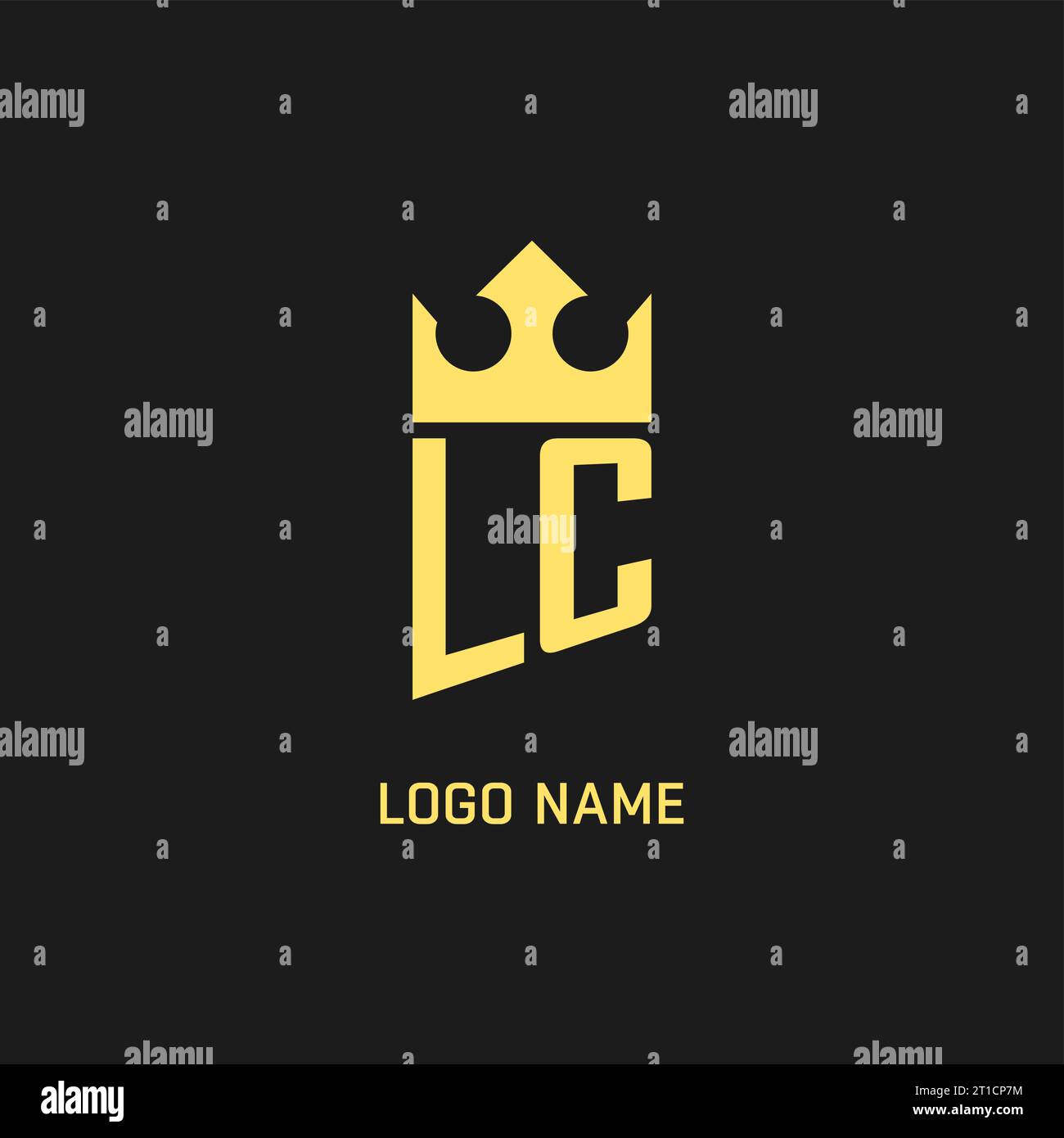 Monogramm-LC-Logo-Schildform, elegante und luxuriöse Vektorgrafik im ersten Logostil Stock Vektor