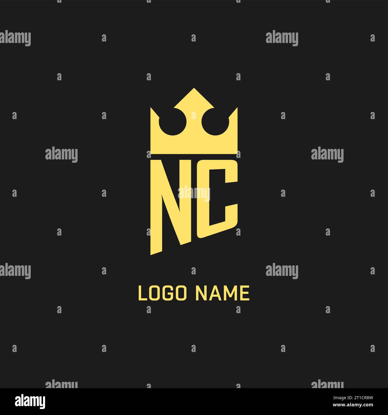 Monogramm NC-Logo-Schild Kronenform, elegante und luxuriöse Vektorgrafik im ersten Logostil Stock Vektor