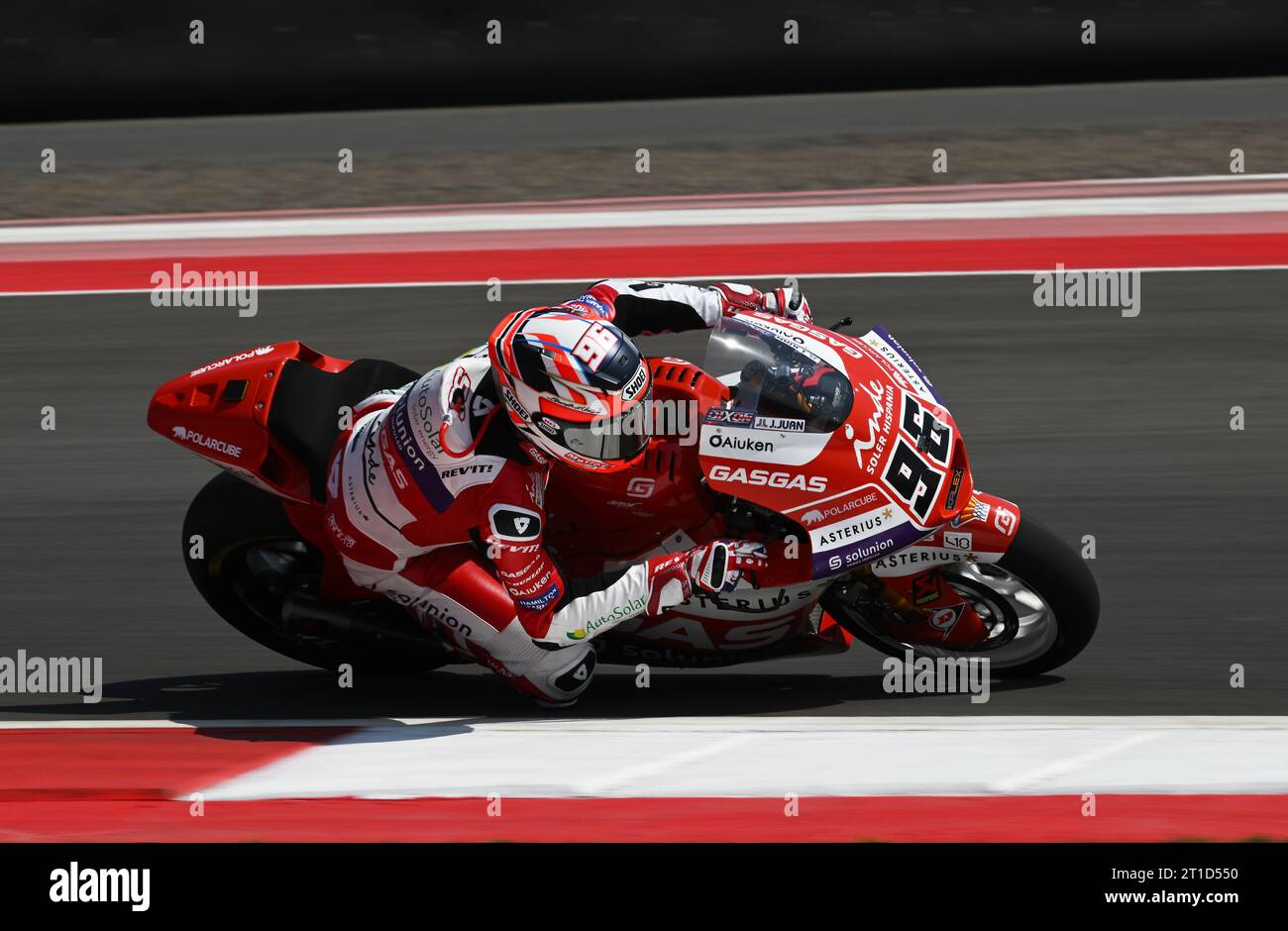 LOMBOK INDONESIA, 13. Oktober 2023.Pertamina Grand Prix von Indonesien, Mandalika International Circuit. Jake Dixon aus Dover, England, reitet für das GASGAS Aspar Team während des freien Trainings 2 bei der indonesischen MotoGP. Quelle: Karl Phillipson/Alamy Live News Stockfoto