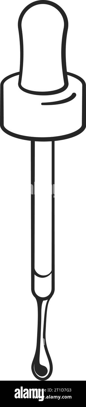 Pipette oder Tropfer aus Glas mit flüssigem Serum in der Abbildung der Vektorumrisse Stock Vektor