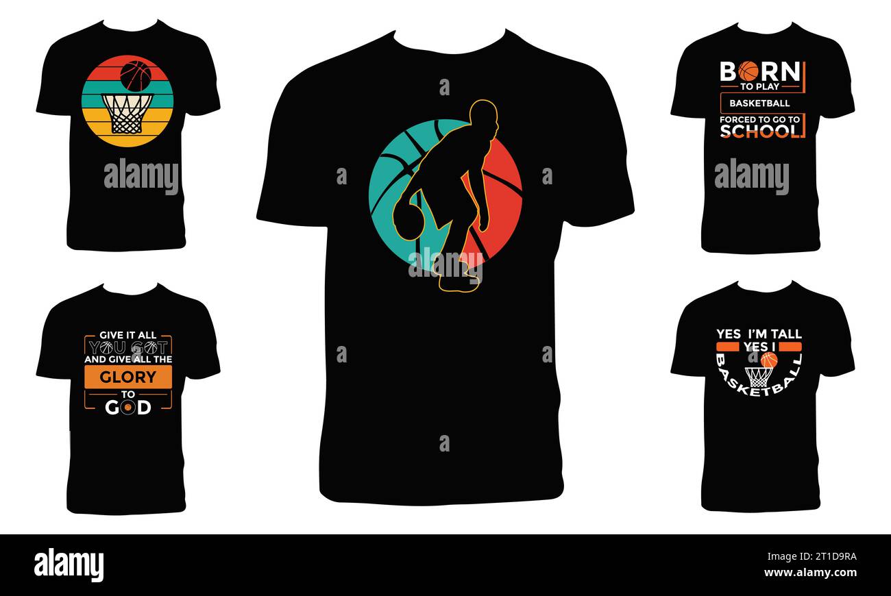 Basketball Sport Vector T-Shirt Design Bundle Stock Vektor