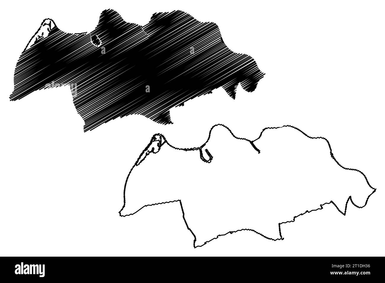 OSS-Gemeinde (Königreich der Niederlande, Holland, Nordbrabant oder Provinz Noord-Brabant) Kartenvektordarstellung, Scribble-Skizze Oss-Karte Stock Vektor