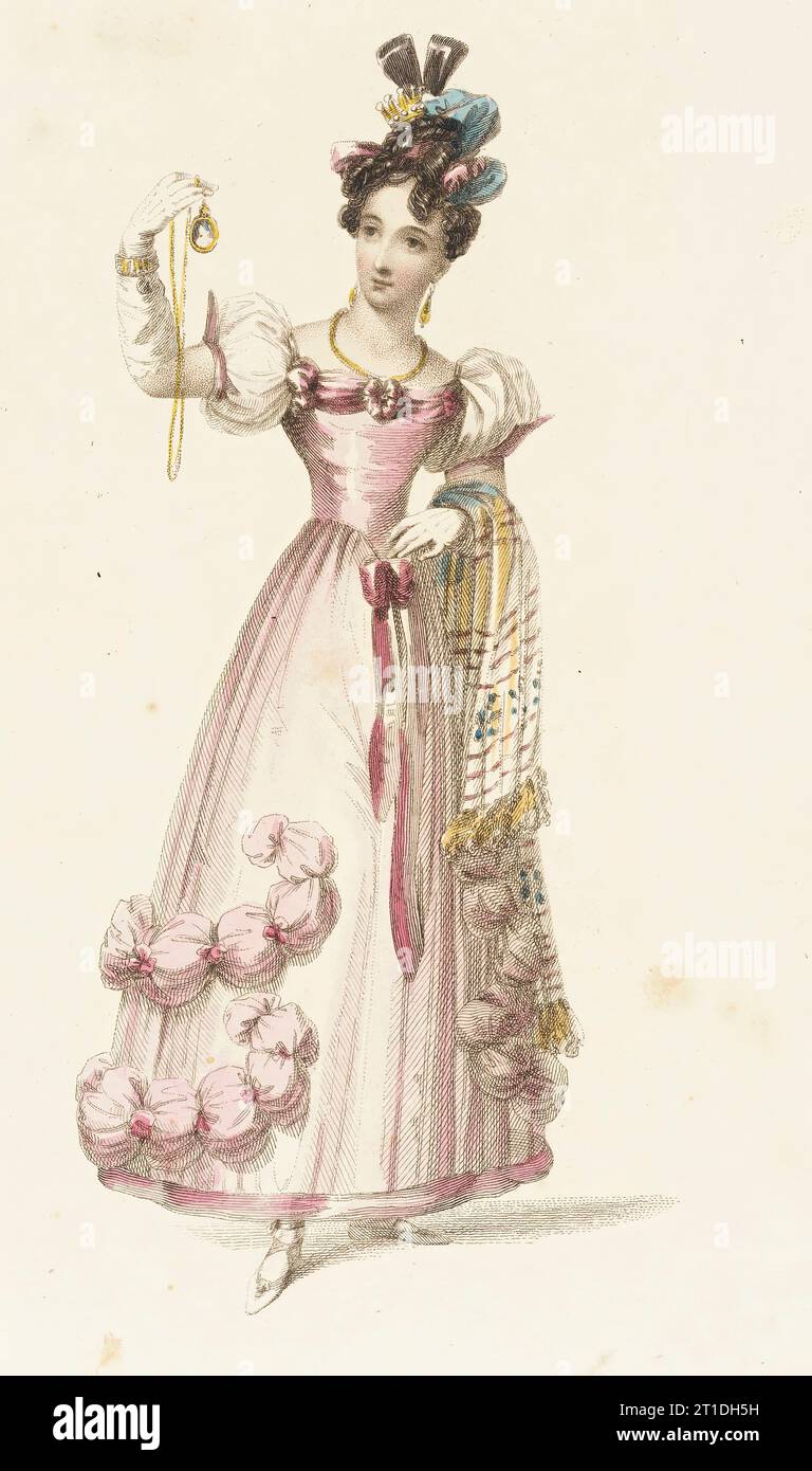 Modeteller (Abendkostüm), 1828. Stockfoto