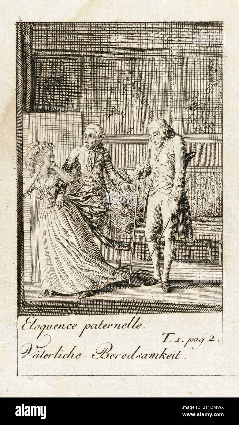 Illustration für „Caroline of Lichtfield“, 1786. Internationaler, aus dem Französischen übersetzter melodramatischer Roman des 18. Jahrhunderts. Stockfoto