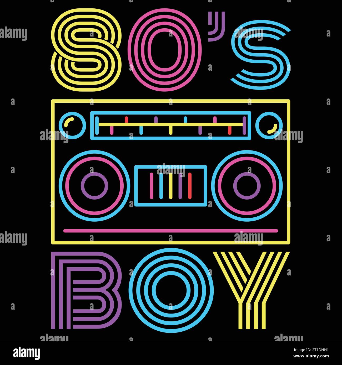 80er Jahre Junge 1980er Mode 80 Motto Party Achtziger Kostüm Geschenk T Shirt Stock Vektor