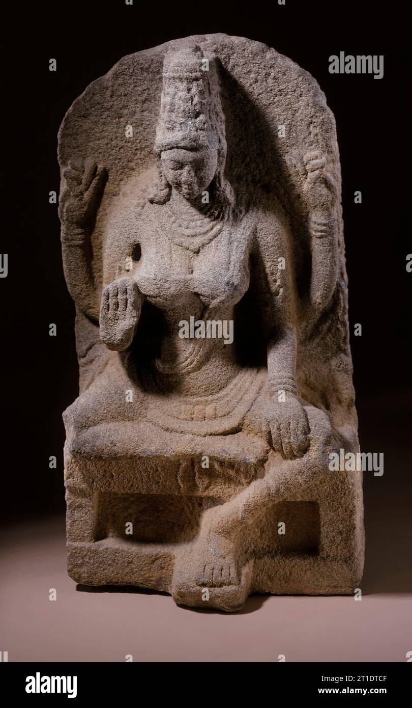 Die Hindu-Göttin Shri Lakshmi, mit Neuausschnitt aus dem 12. Jahrhundert. Stockfoto