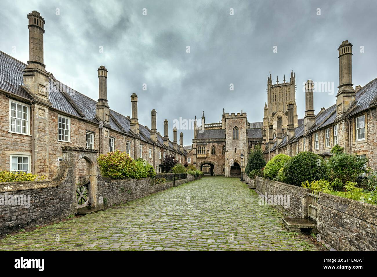 Vicars Close, die älteste reine Wohnstraße Europas aus den 1300er Jahren Wells, Somerset Stockfoto