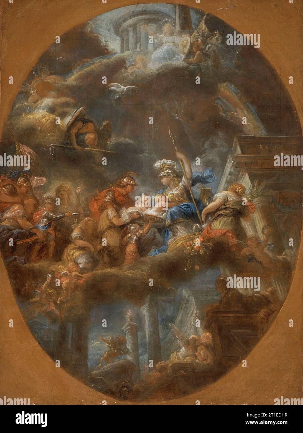 Adel, der Minerva die kaiserlichen russischen Kinder anbietet, um 1795. Stockfoto