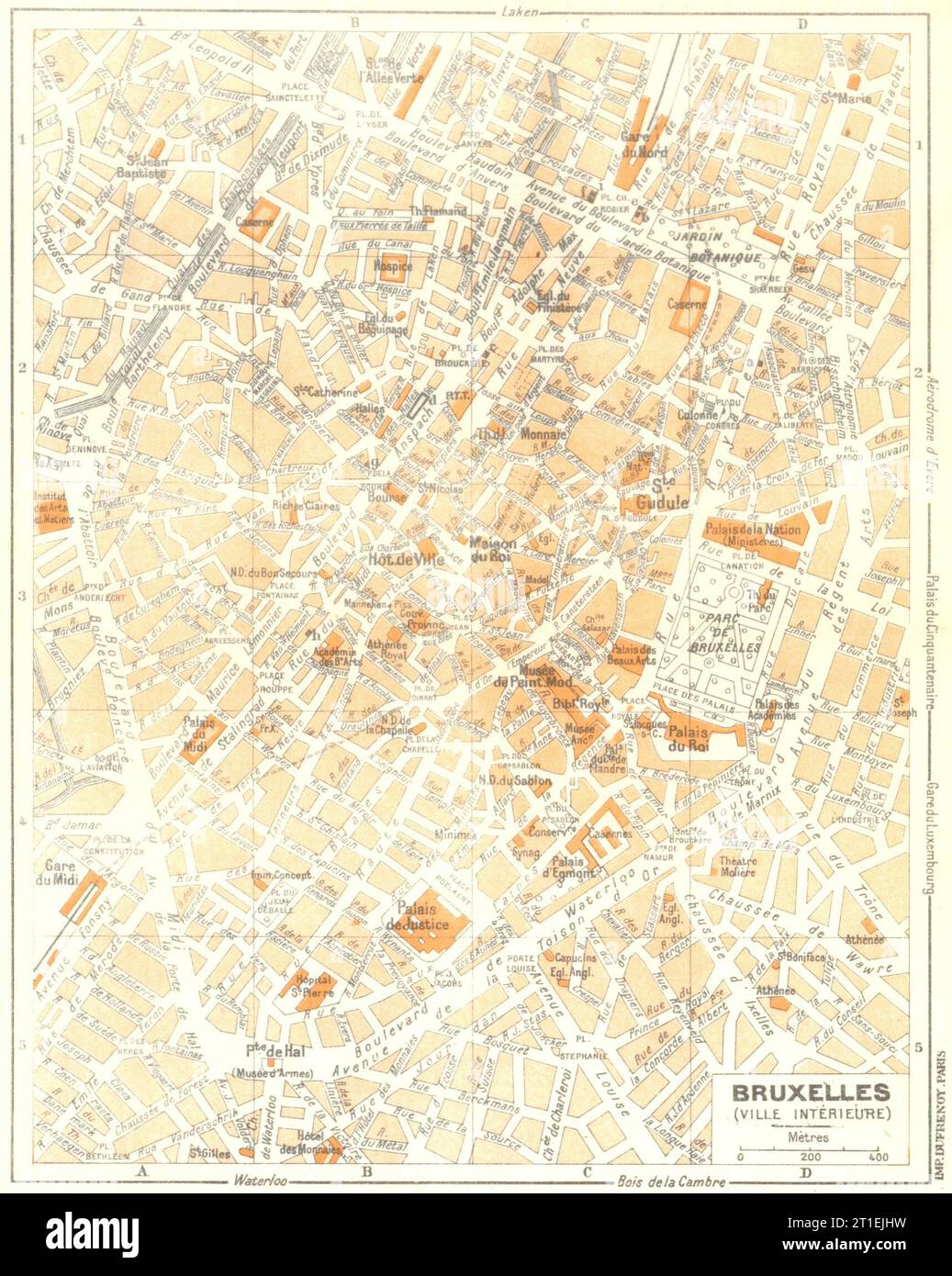 BELGIEN. Bruxelles 1953 alte Karte Stockfoto