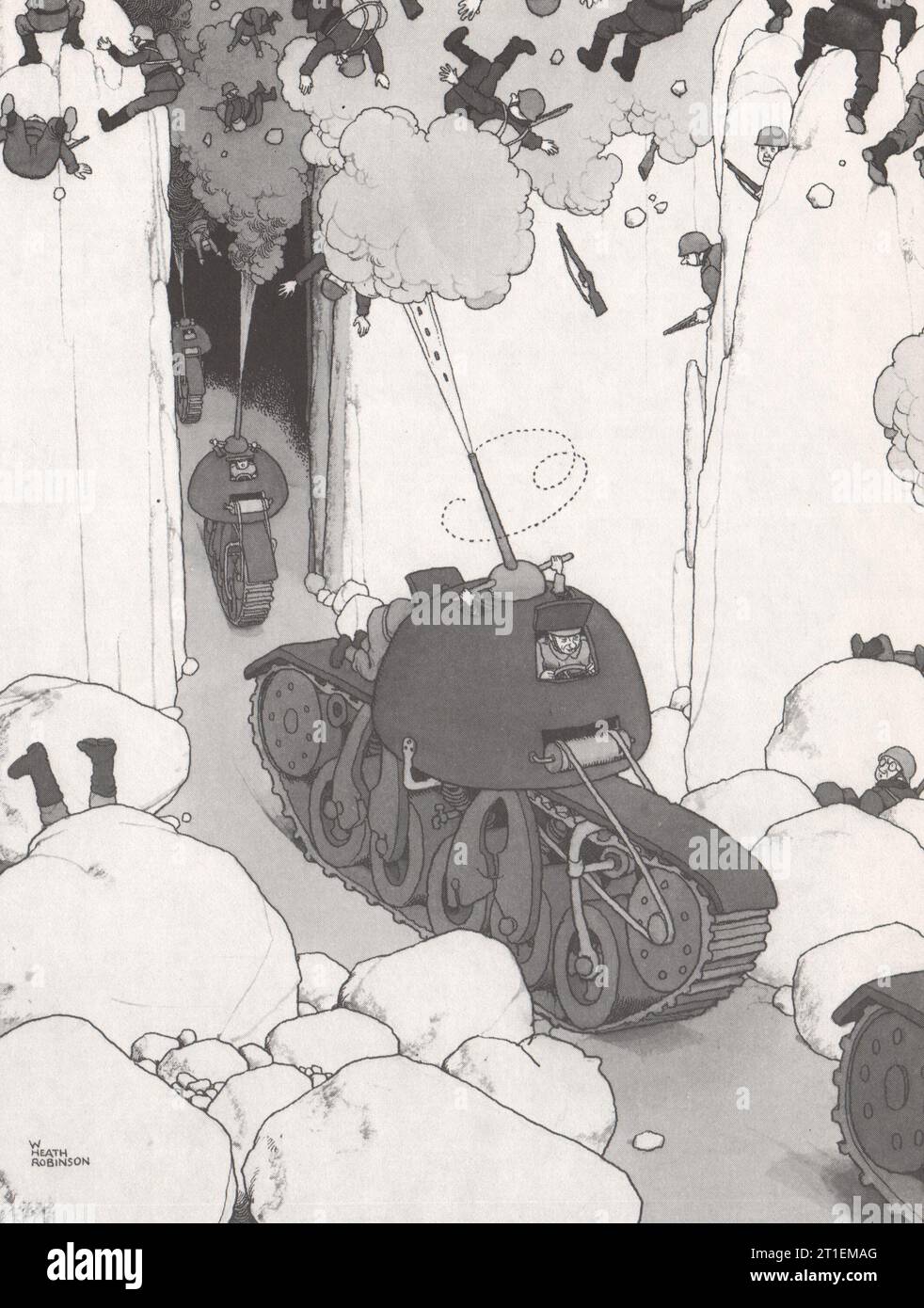 HEATH ROBINSON. Halbtanks. 2. Weltkrieg 1973 altes Vintage-Druckbild Stockfoto