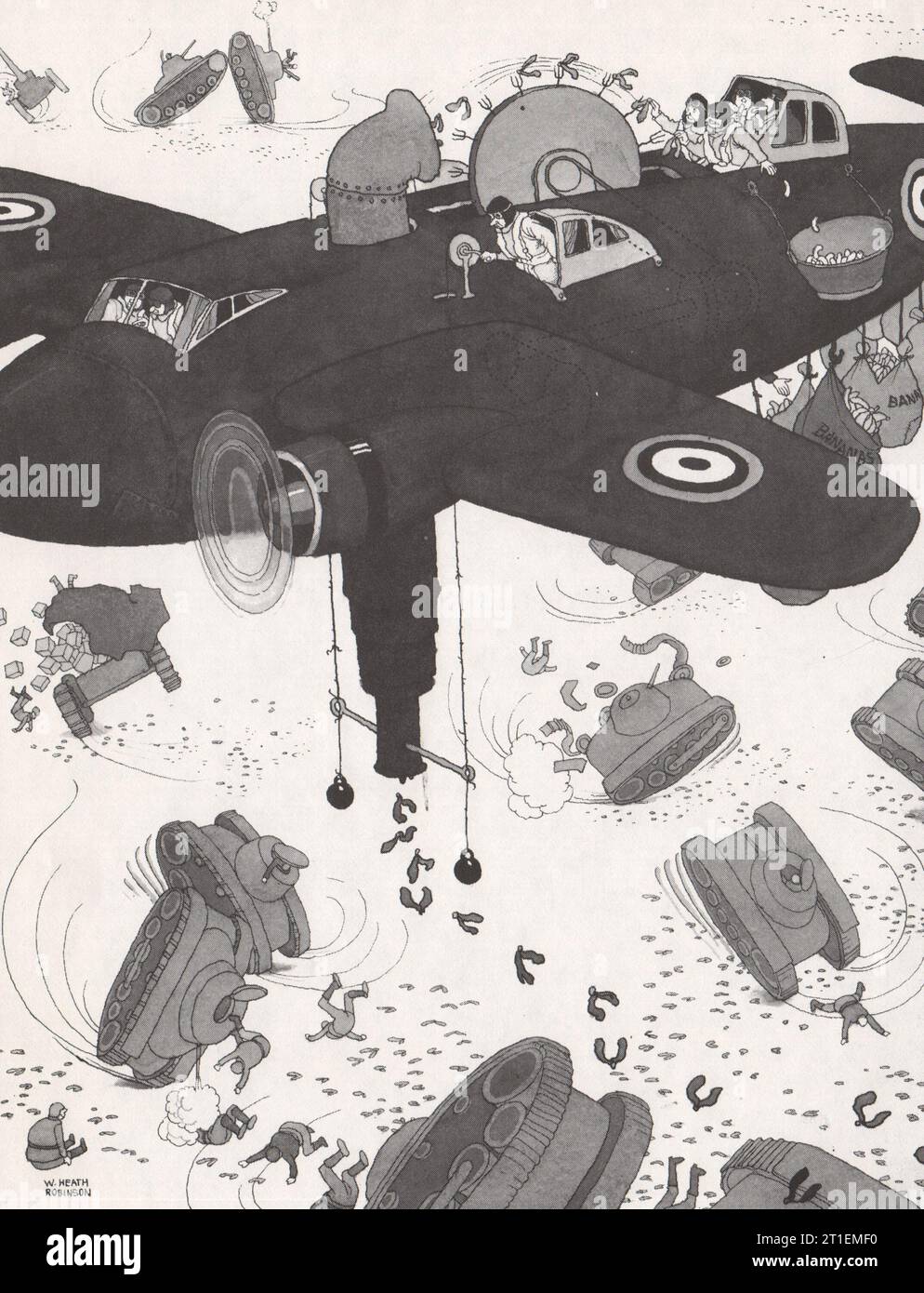 HEATH ROBINSON. Tank Skidder. 2. Weltkrieg 1973 altes Vintage-Druckbild Stockfoto