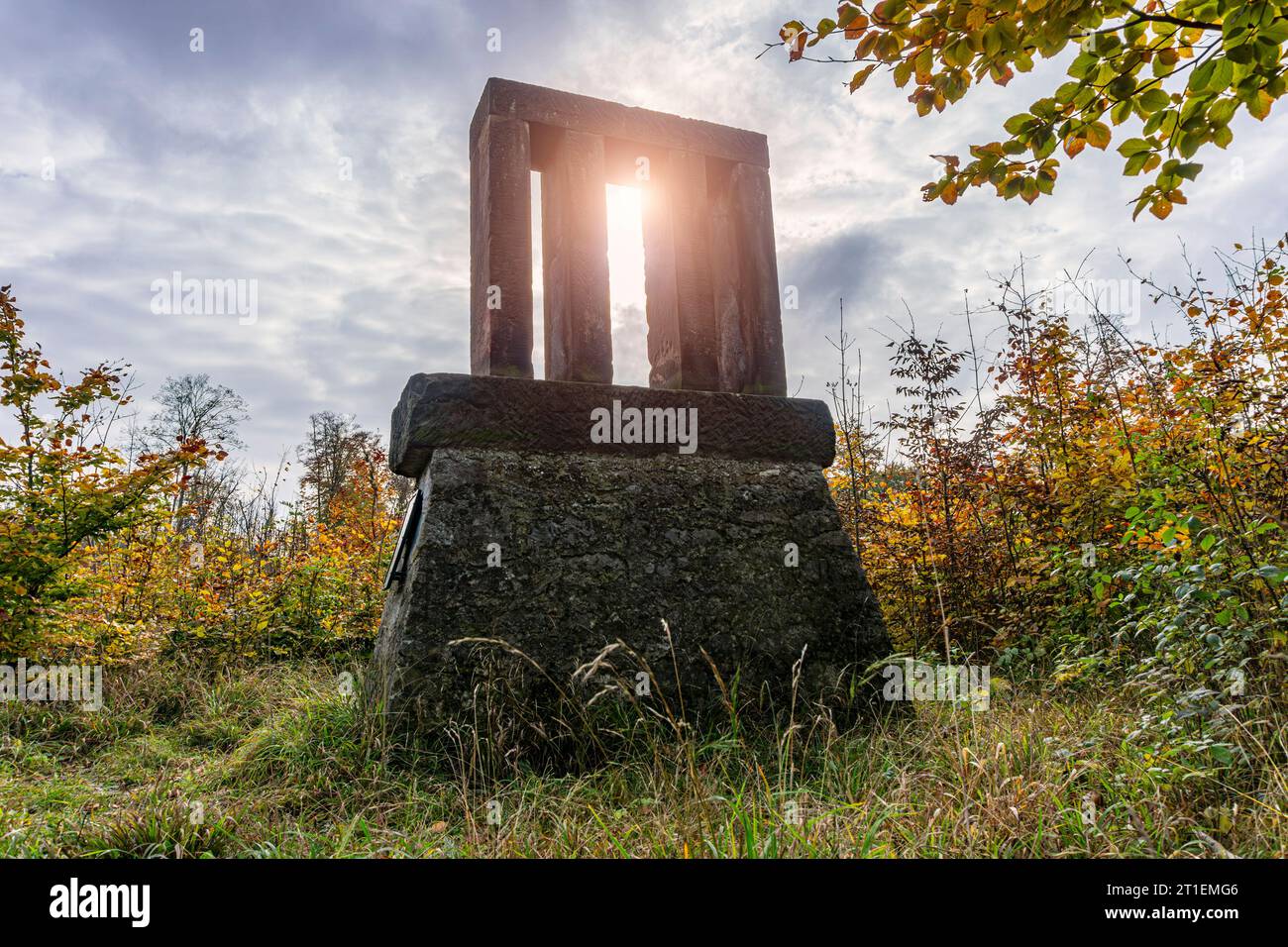 Meridian-Markierung. Signalstruktur für Landvermessung und Astronomie nach Carl Friedrich Gauß. Stockfoto