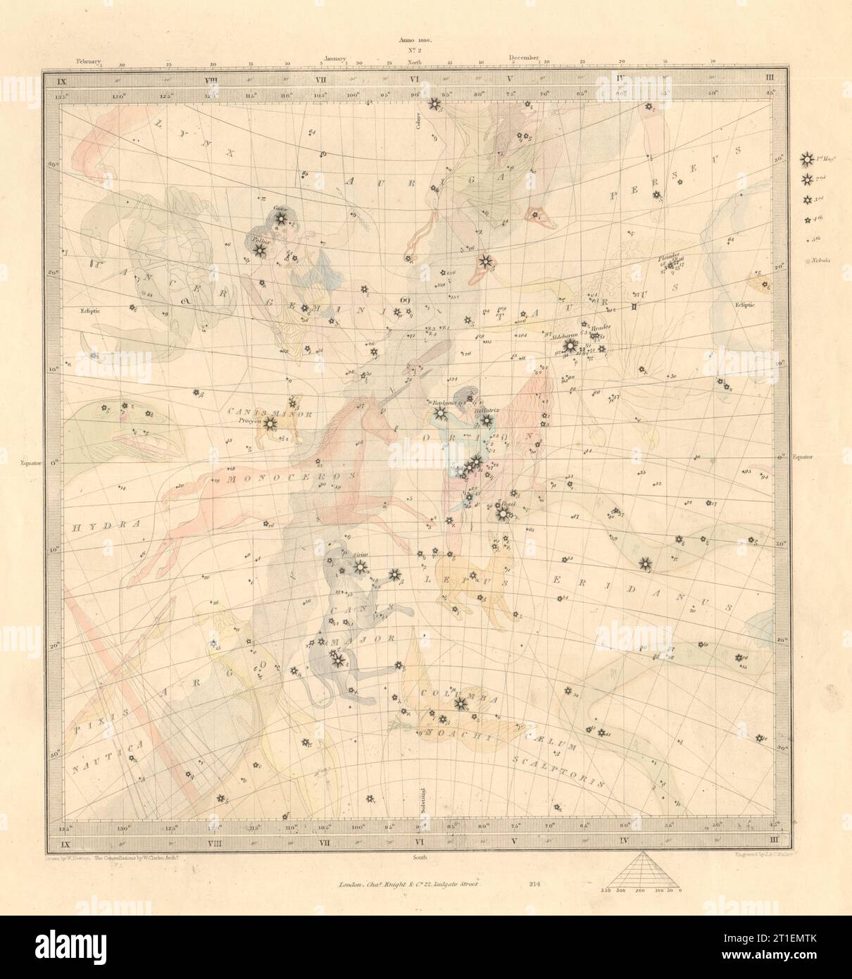 ASTRONOMIE HIMMLISCH. Sternenkarte. Sternenkarte, II. Sommersonnenwende. SDUK 1847 Stockfoto