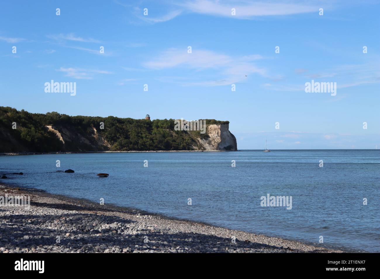 Blick auf die Klippe des Kap Arkona vom Strand Vitt auf der Ostseeinsel Rügen Stockfoto