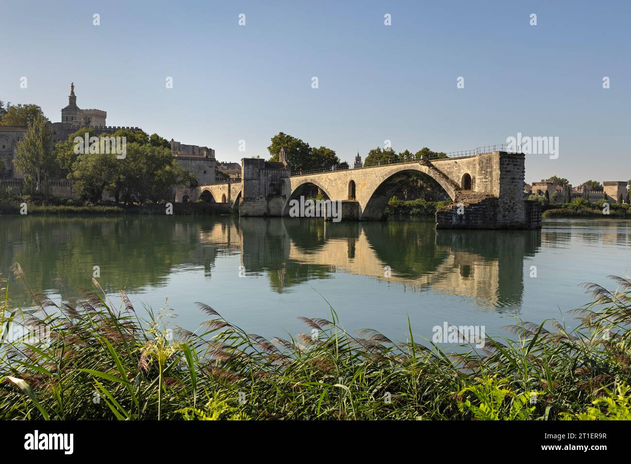 Die berühmte Pont Saint-Bénézet oder Pont D'Avignon, eine Ruine der Brücke in der mittelalterlichen Stadt Avignon, südfranzösisch Stockfoto