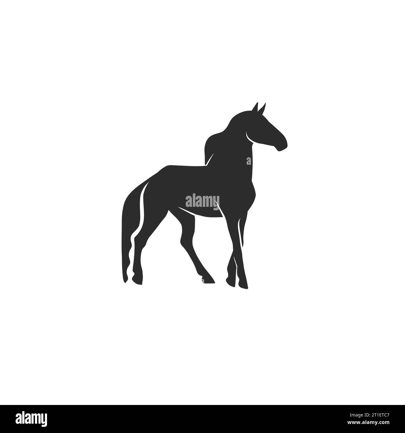 Hand gezeichnete Vektor abstrakte Pferd Logo Silhouette Illustration. Silhouette mit Pferdelogo. Schwarzes Emblem des Pferdes. Symbol für Vektor-Tierpferd-Logo Stock Vektor