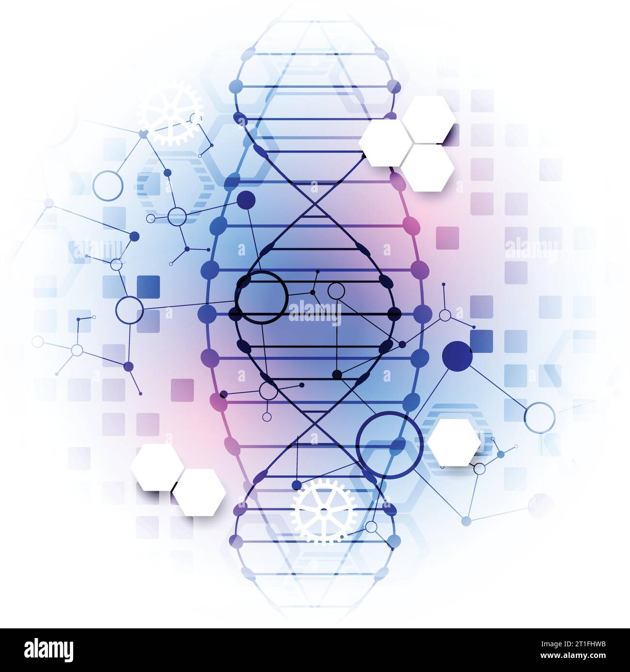Wissenschaftliche Vorlage, Hintergrundbild oder Banner mit DNA-Molekülen. Vektorabbildung. Stock Vektor