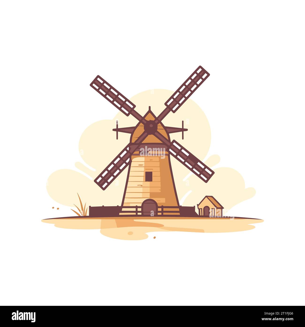 Windmühle-Symbol. Wunderschöne Wohnung, isoliert. Vektorabbildung Stock Vektor
