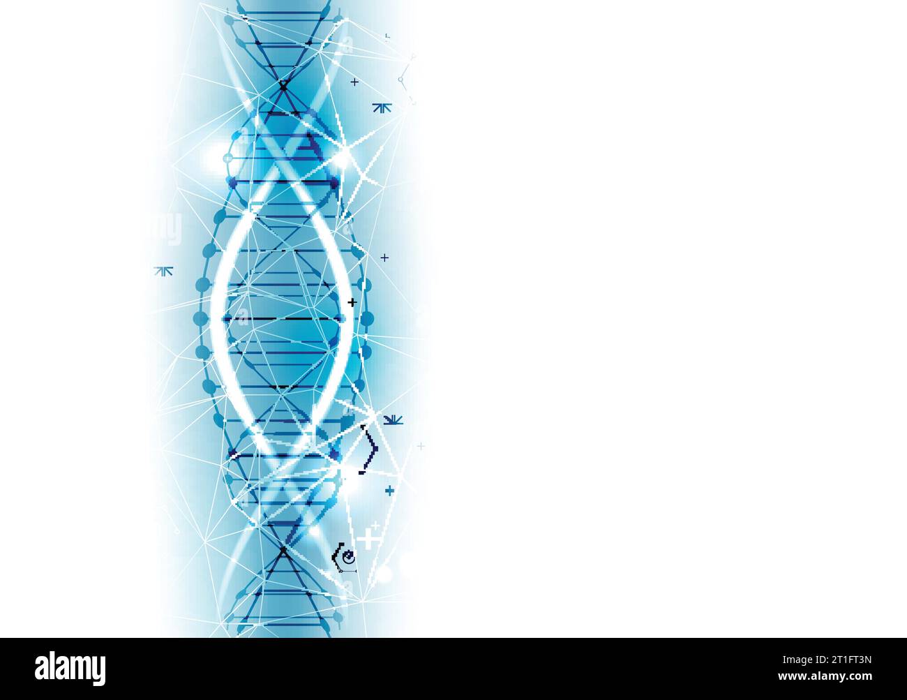 Wissenschaftliche Vorlage, Hintergrundbild oder Banner mit DNA-Molekülen. Vektorabbildung. Stock Vektor