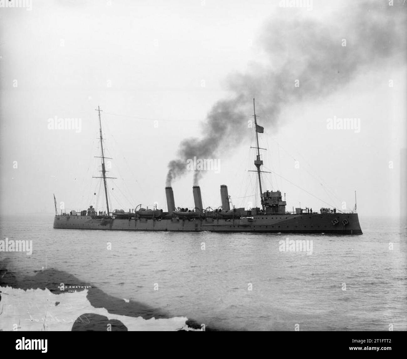 Foto von britischen Kreuzer HMS Amethyst. Stockfoto