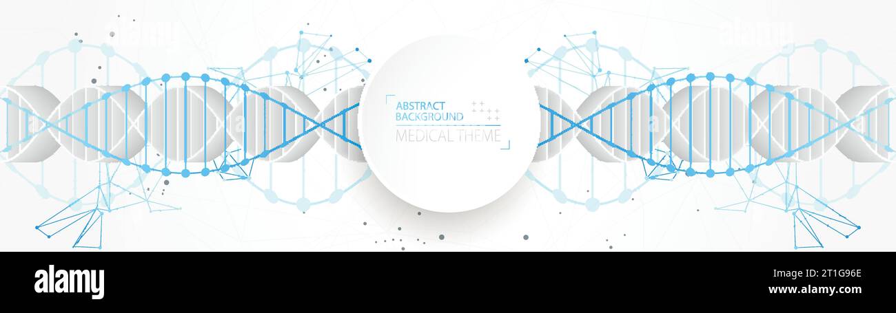 Wissenschaftliche Vorlage, abstrakter Hintergrund mit 3D-DNA-Molekülen. Vektorabbildung. Stock Vektor