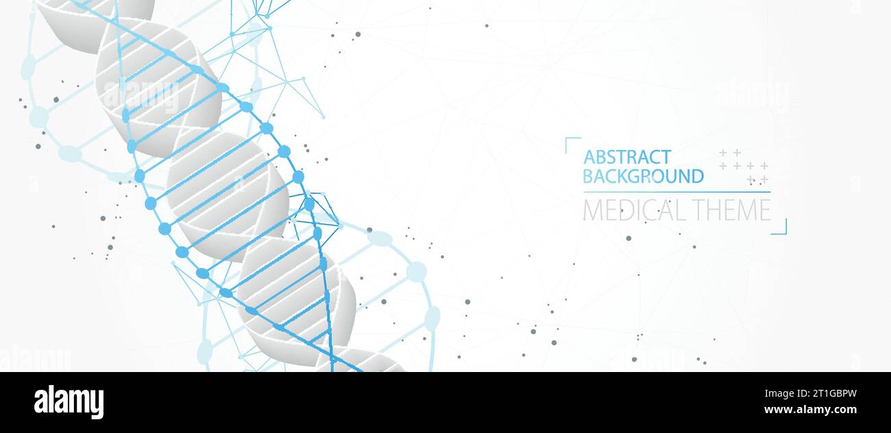 Wissenschaftliche Vorlage, abstrakter Hintergrund mit 3D-DNA-Molekülen. Vektorabbildung. Stock Vektor
