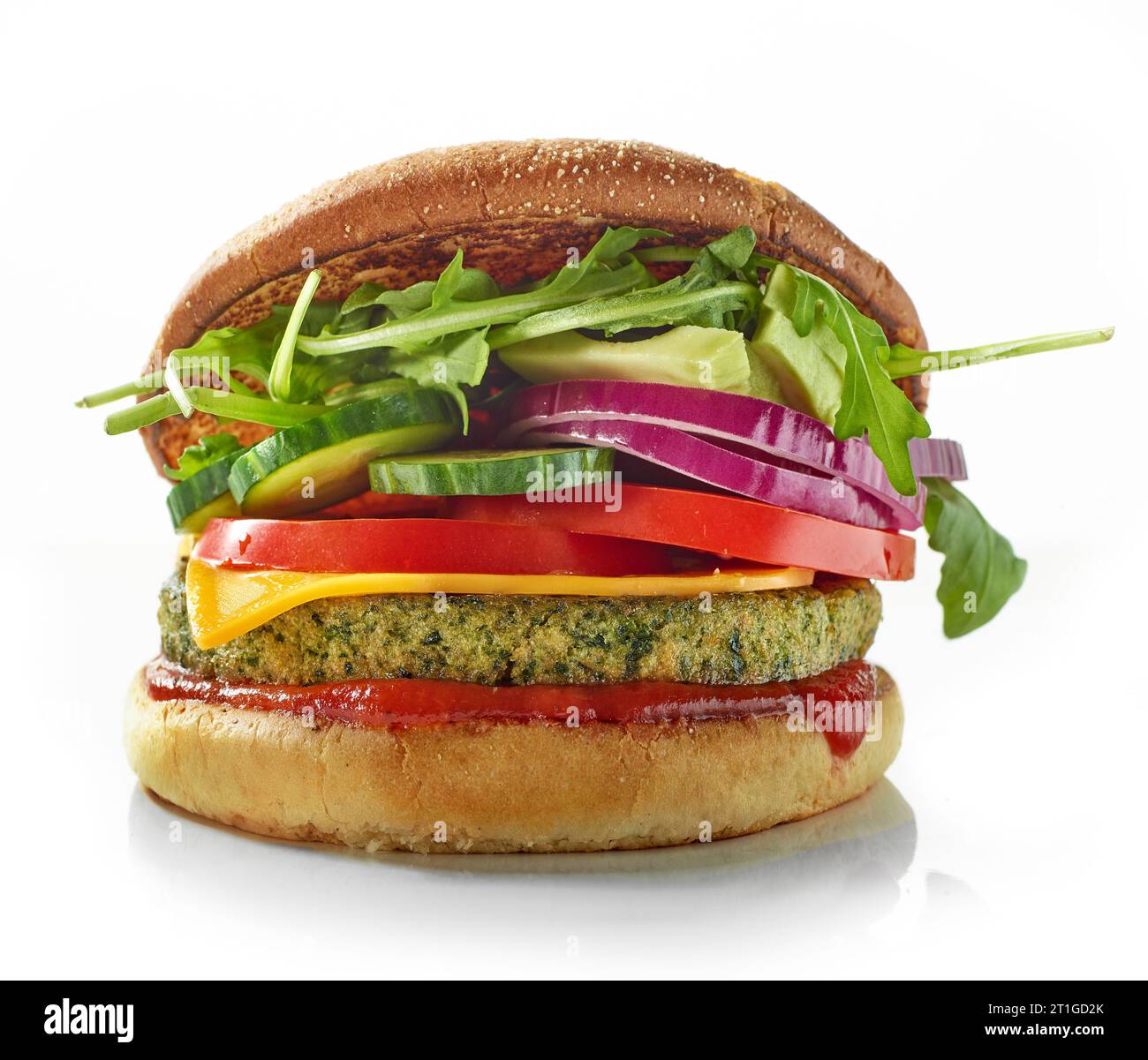 Frischer veganer Burger isoliert auf weißem Hintergrund Stockfoto