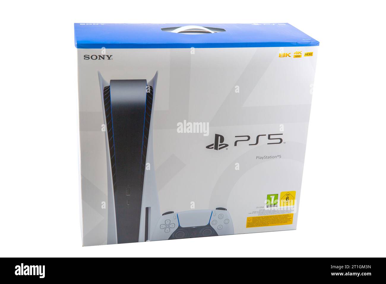 HUETTENBERG, HESSEN/DEUTSCHLAND - 27.7.2023: Papppaket von PlayStation 5 Play Console. Stockfoto